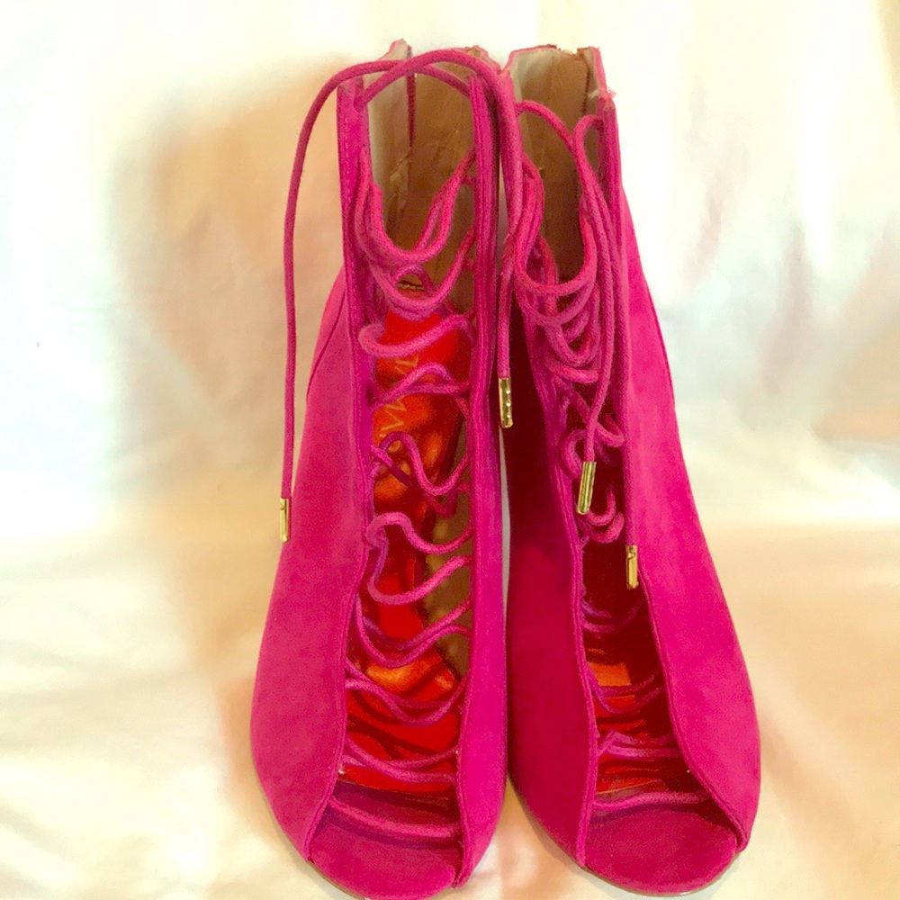 Hot Pink Lace Booties